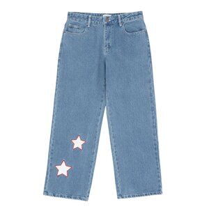 Wish Me Luck Denim Star Patch Jeans in Blue